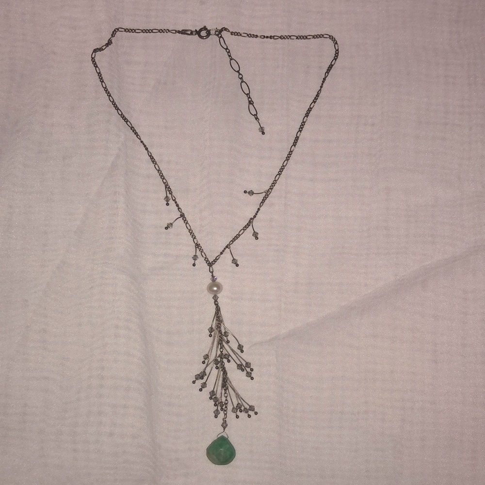 Sterling Silver Crystal Dangle Necklace